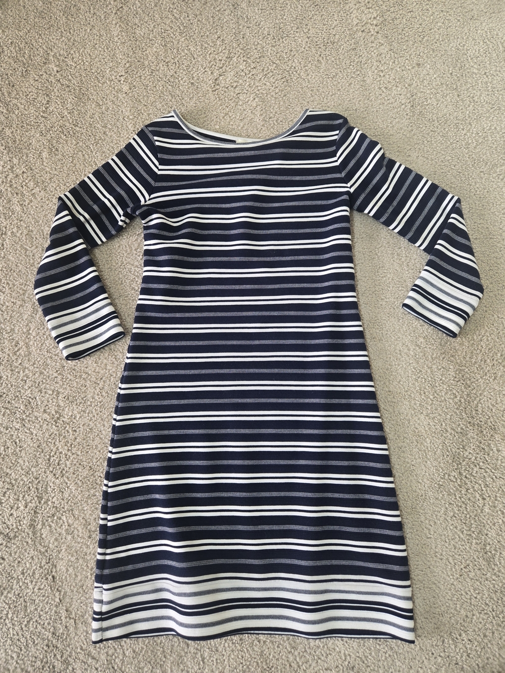 Max Studio Navy and White Striped Fitted Dress Size XS